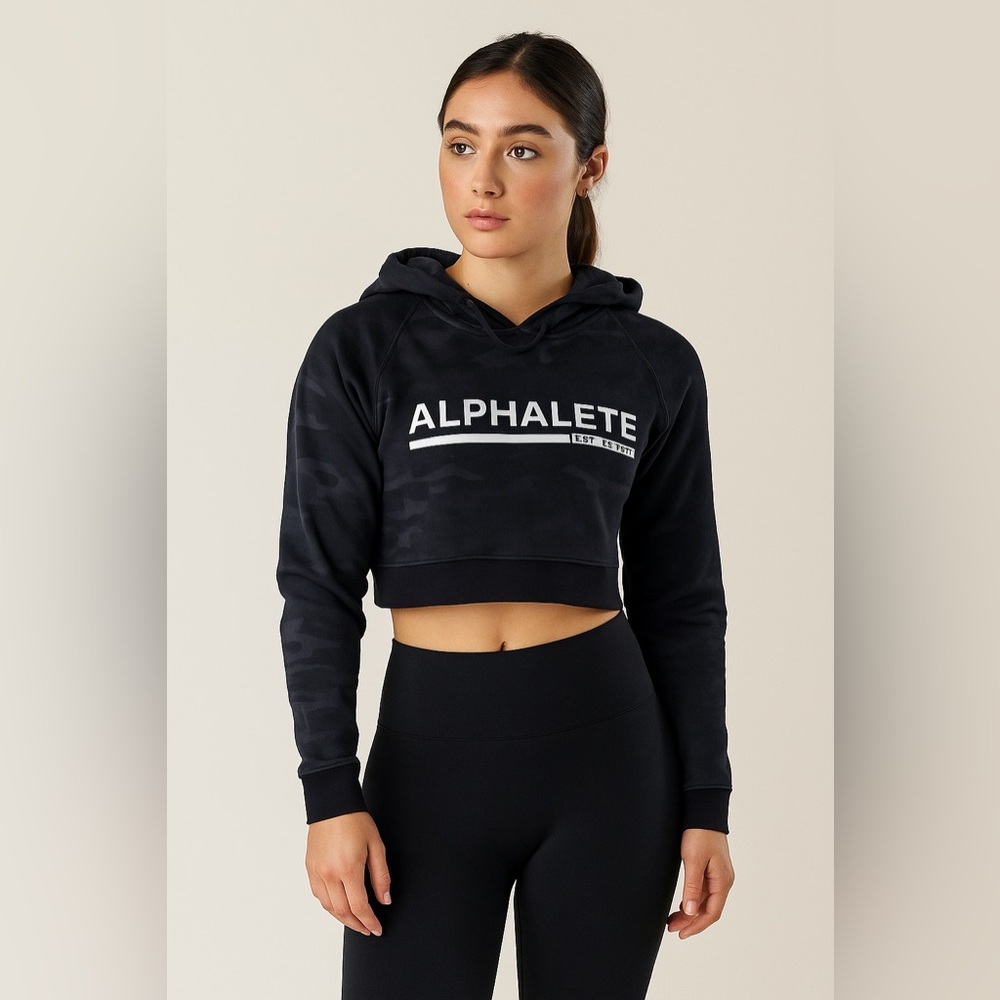 Alphalete Women's Camo Logo Crop Hoodie Size XS
